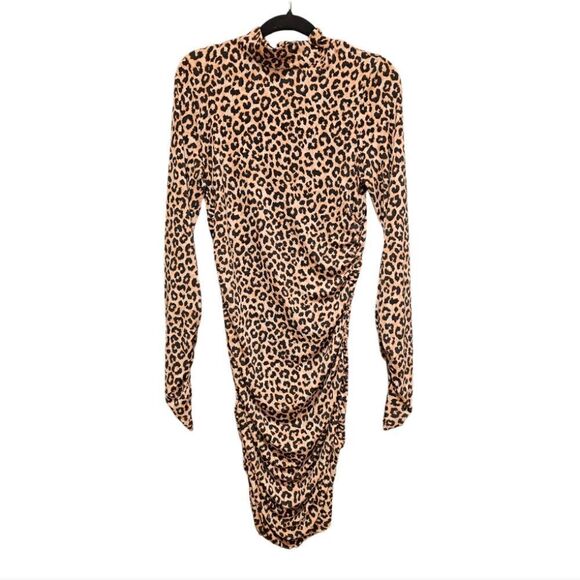NWT LIKELY Leopard Long Sleeve Bodycon Dress - Size 12 - Picture 1 of 9
